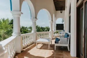 villa balcony with sitting arrangement