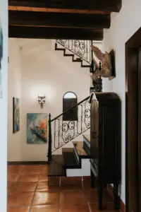 inside stairs of a beach villa