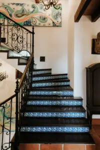 stairs with unique design in blue