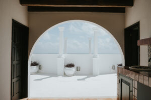 entrance of a terrace of a beach villa