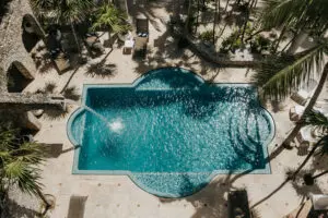 aerial view of a swimming pool