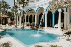 a swimming pool in a villa