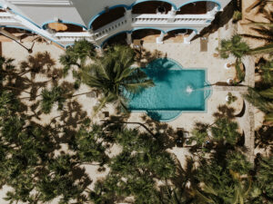 view of swimming pool taken from top